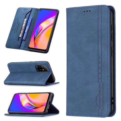 

For OPPO A94 5G/F19 Pro Plus/Reno5 Z 5G Magnetic RFID Blocking Anti-Theft Leather Case with Holder & Card Slots & Wallet(Blue)