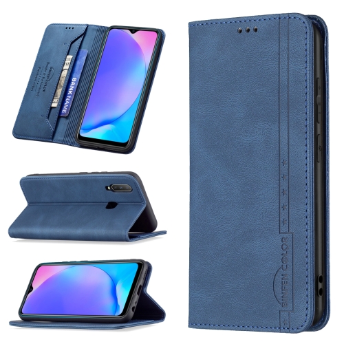 

For vivo Y11 / Y15 / Y12 / Y17 Magnetic RFID Blocking Anti-Theft Leather Case with Holder & Card Slots & Wallet(Blue)