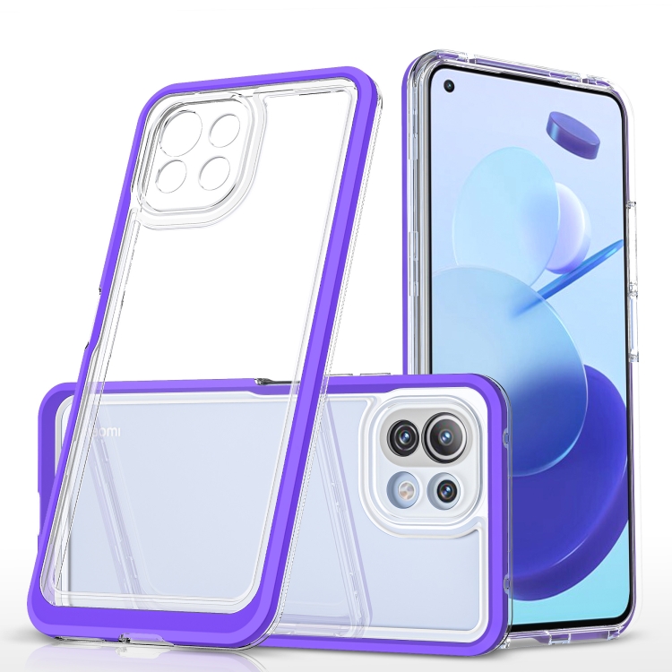 

For Xiaomi Mi 11 Lite Bright Series Clear Acrylic + PC + TPU Shockproof Case(Purple)