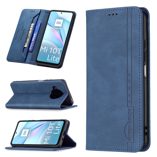 

For Xiaomi Mi 10T Lite 5G Magnetic RFID Blocking Anti-Theft Leather Case with Holder & Card Slots & Wallet(Blue)