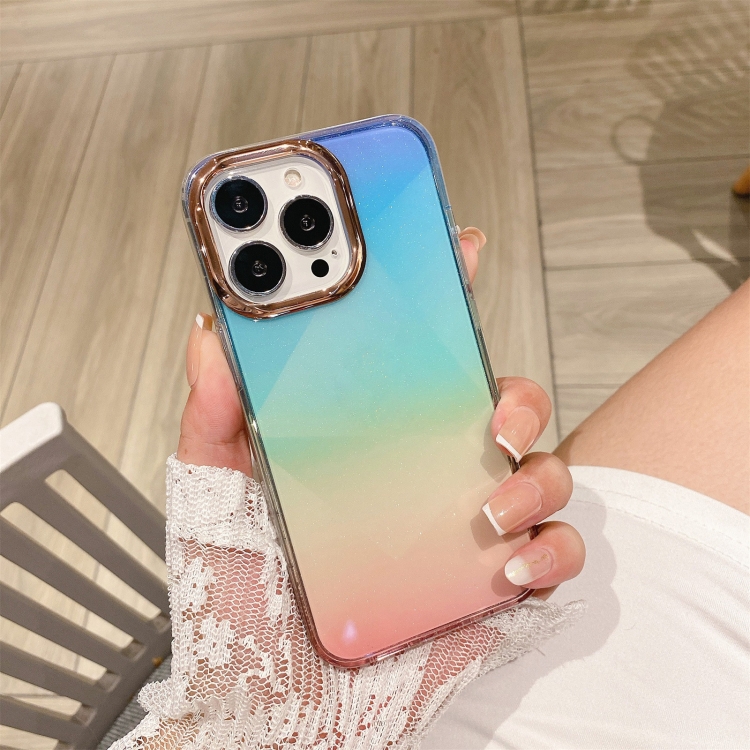 

Glitter Powder Electroplating Smudge Gradient Shockproof Phone Case For iPhone 11 Pro Max(Gradient Blue Pink J9)