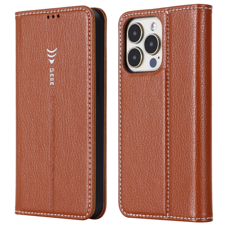 

GEBEI PU+TPU Horizontal Flip Protective Case with Holder & Card Slots For iPhone 13(Brown)