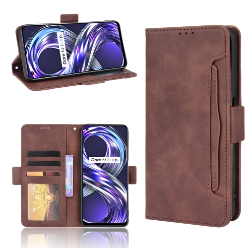 

For OPPO Realme 8i Skin Feel Calf Pattern Horizontal Flip Leather Case with Holder & Card Slots & Photo Frame(Brown)