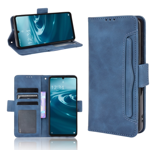 

For Sharp Aquos Sense6 Skin Feel Calf Pattern Horizontal Flip Leather Case with Holder & Card Slots & Photo Frame(Blue)