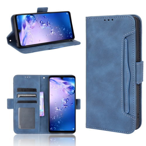 

For Sharp Aquos Zero6 Skin Feel Calf Pattern Horizontal Flip Leather Case with Holder & Card Slots & Photo Frame(Blue)