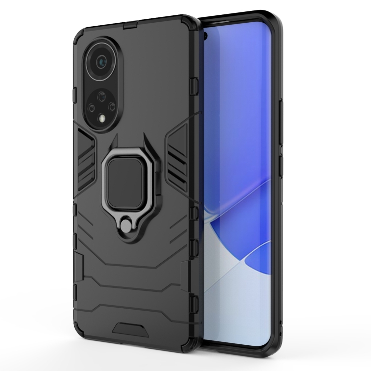 

For Huawei nova 9 Shockproof PC + TPU Protective Case with Magnetic Ring Holder(Black)