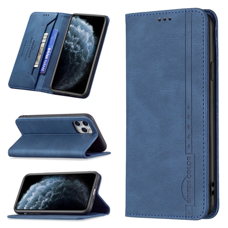 

Magnetic RFID Blocking Anti-Theft Leather Case with Holder & Card Slots & Wallet For iPhone 11 Pro(Blue)