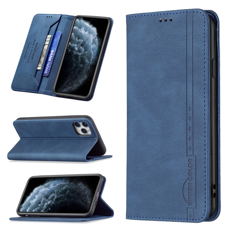 

Magnetic RFID Blocking Anti-Theft Leather Case with Holder & Card Slots & Wallet For iPhone 11 Pro Max(Blue)