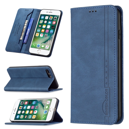 

Magnetic RFID Blocking Anti-Theft Leather Case with Holder & Card Slots & Wallet For iPhone 7 Plus / 8 Plus(Blue)