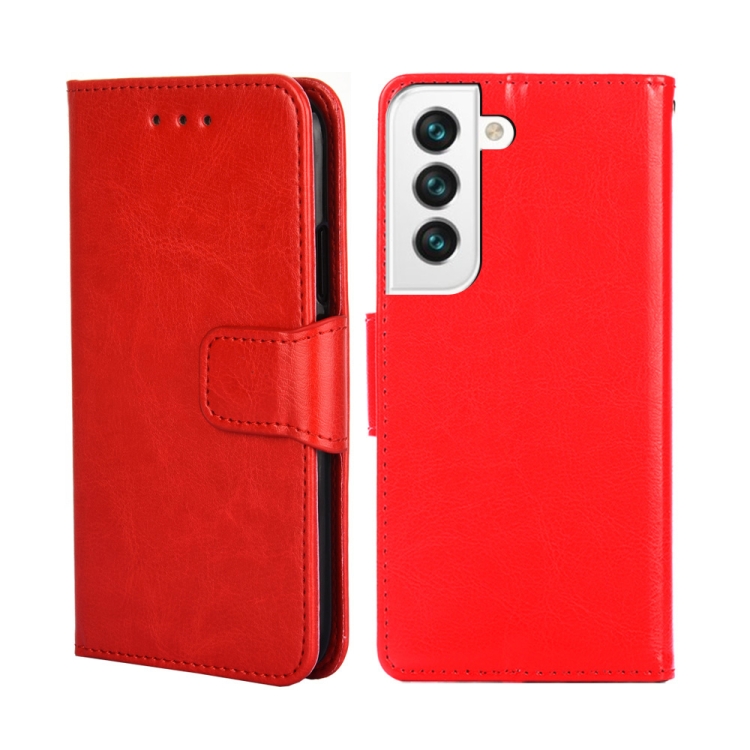 

For Samsung Galaxy S22 5G Crystal Texture Horizontal Flip Leather Case with Holder & Card Slots & Wallet(Red)