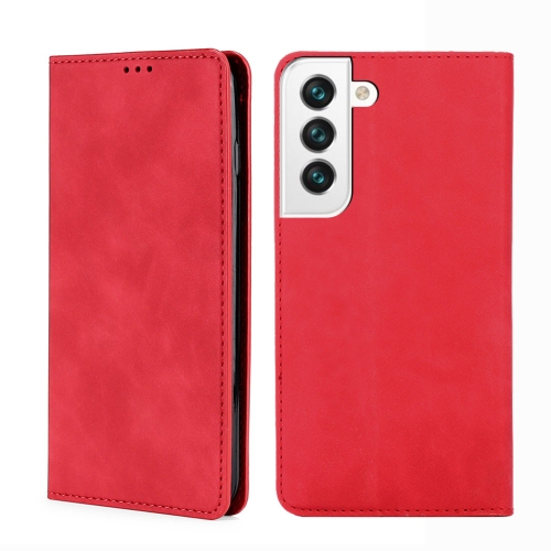 

For Samaung Galaxy S22 5G Skin Feel Magnetic Horizontal Flip Leather Case with Holder & Card Slots(Red)