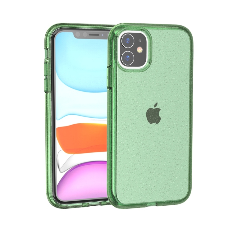 

For iPhone 11 Shockproof Terminator Style Glitter Powder Protective Case(Dark Green)