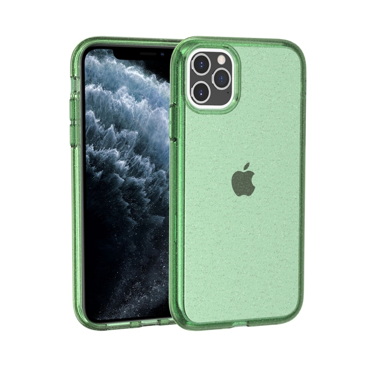 

For iPhone 11 Pro Max Shockproof Terminator Style Glitter Powder Protective Case(Dark Green)