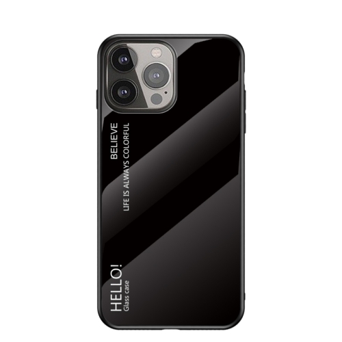 

Gradient Color Painted TPU Edge Glass Case For iPhone 13 Pro Max(Elegant Black)