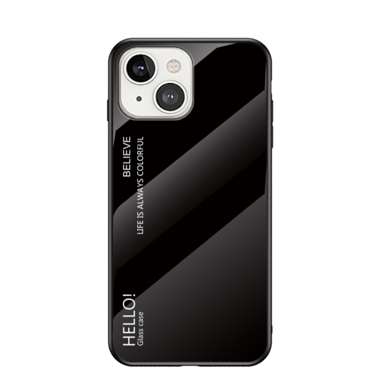 

Gradient Color Painted TPU Edge Glass Case For iPhone 13 mini(Elegant Black)