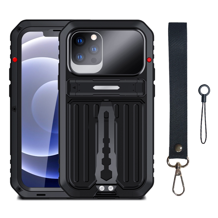 

Armor Shockproof Splash-proof Dust-proof Phone Case with Holder For iPhone 12 Pro Max(Black)