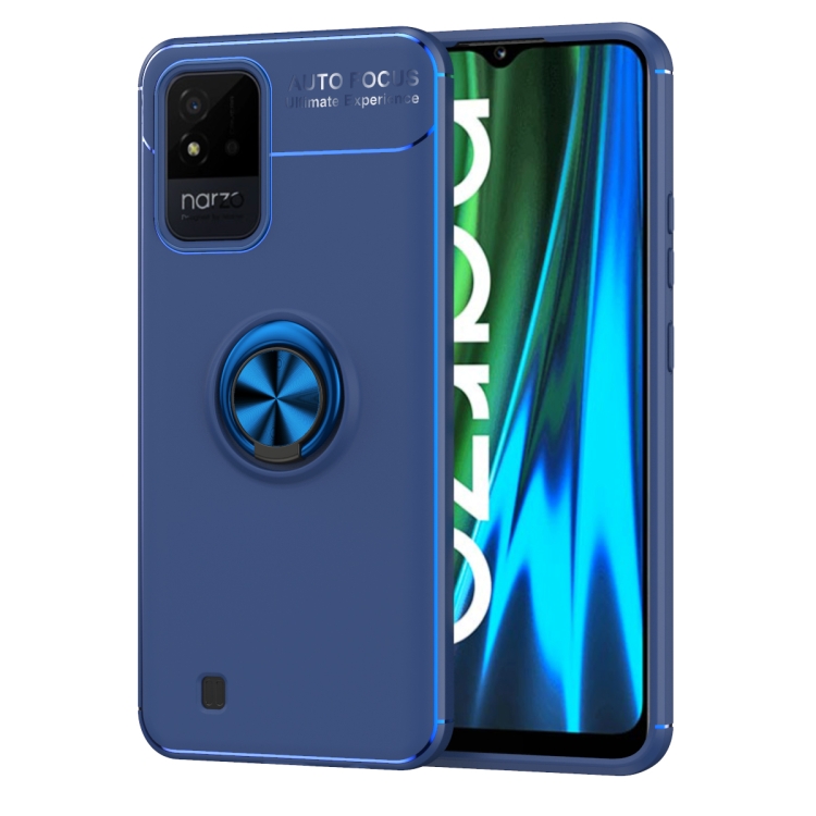 

For OPPO Realme Narzo 50i Metal Ring Holder 360 Degree Rotating TPU Phone Case(Blue)
