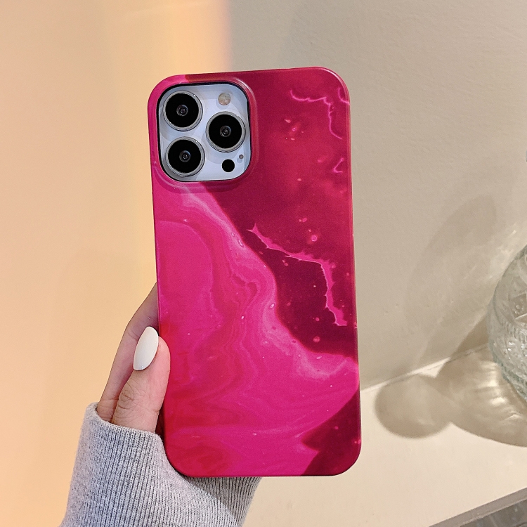 

Marble Shockproof PC Phone Case For iPhone 12 /12 Pro(Red)