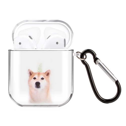 

For AirPods 1 / 2 High Transparent TPU Colorful Painting Earphone Protective Case with Hook(Shiba Inu)