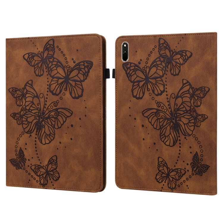 

For Huawei MatePad 11 2021 Embossed Butterfly Pattern Horizontal Flip Leather Tablet Case(Brown)