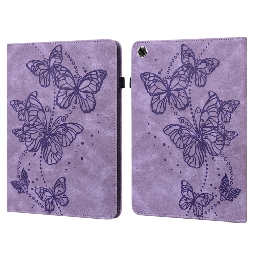 

For Lenovo Tab M10 Plus / Tab M10 FHD Plus 10.3 inch TB-X606F TB-606X Embossed Butterfly Pattern Horizontal Flip Leather Tablet Case(Purple)