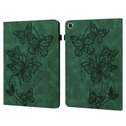 

For Lenovo Tab M10 Plus / Tab M10 FHD Plus 10.3 inch TB-X606F TB-606X Embossed Butterfly Pattern Horizontal Flip Leather Tablet Case(Green)