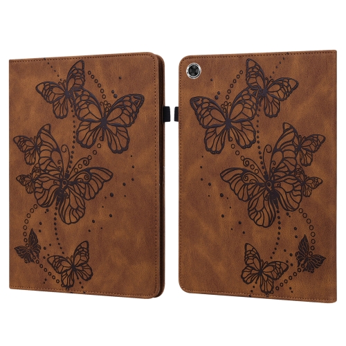 

For Lenovo Tab M10 Plus / Tab M10 FHD Plus 10.3 inch TB-X606F TB-606X Embossed Butterfly Pattern Horizontal Flip Leather Tablet Case(Brown)