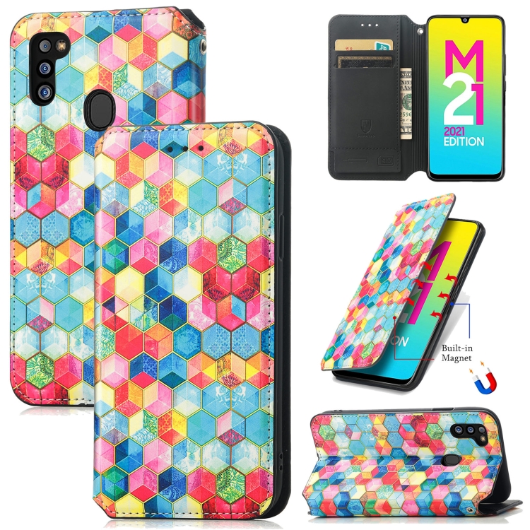 

For Samsung Galaxy M21 2021 Colorful Magnetic Horizontal Flip Leather Phone Case with Holder & Card Slot & Wallet(Magic Space)