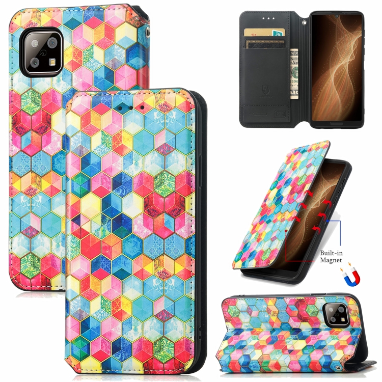 

For Sharp Aquos Sense 6 Colorful Magnetic Horizontal Flip Leather Phone Case with Holder & Card Slot & Wallet(Magic Space)