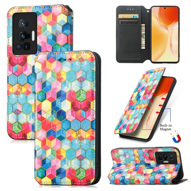 

For vivo X70 Pro Colorful Magnetic Horizontal Flip Leather Phone Case with Holder & Card Slot & Wallet(Magic Space)