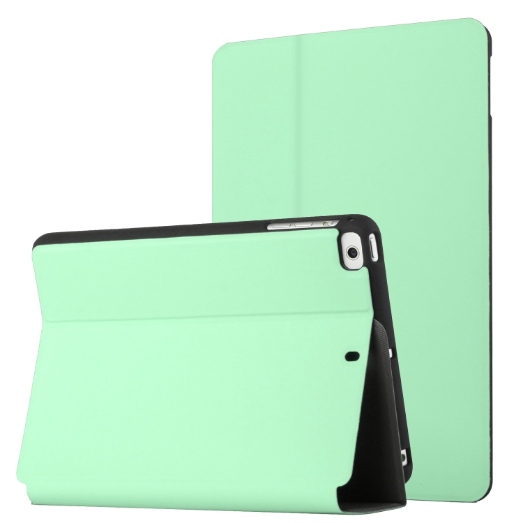 

For iPad mini (2019) / 4 / 3 / 2 / 1 Dual-Folding Horizontal Flip Tablet Leather Case with Holder & Sleep / Wake-up Function(Mint Green)