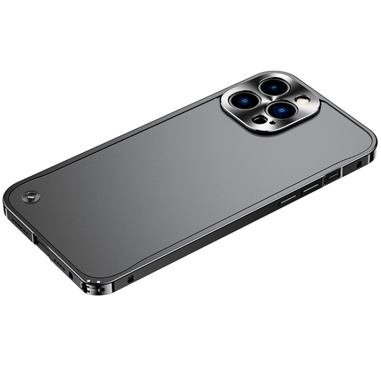 

Metal Frame Frosted PC Shockproof Phone Case For iPhone 13 Pro Max(Black)