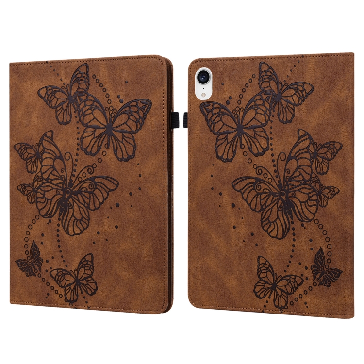 

Embossed Butterfly Pattern Horizontal Flip Leather Tablet Case For iPad mini 6(Brown)