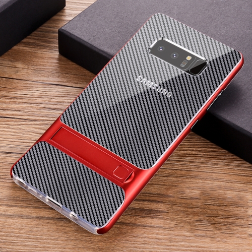 

For Galaxy Note8 Carbon Fibre Texture TPU + PC Case with Holder(Red)