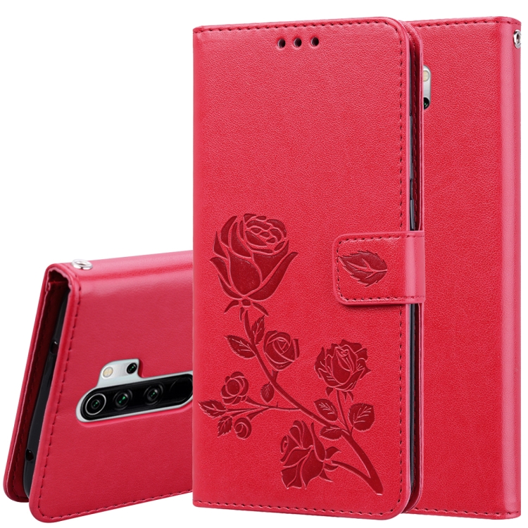 

For Xiaomi Redmi Note 8 Pro Rose Embossed Horizontal Flip PU Leather Case, with Holder & Card Slots & Wallet(Red)