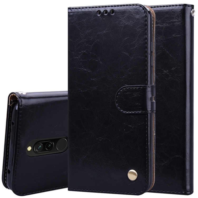 

For Xiaomi Redmi 8 Business Style Oil Wax Texture Horizontal Flip Leather Case, with Holder & Card Slots & Wallet(Black)
