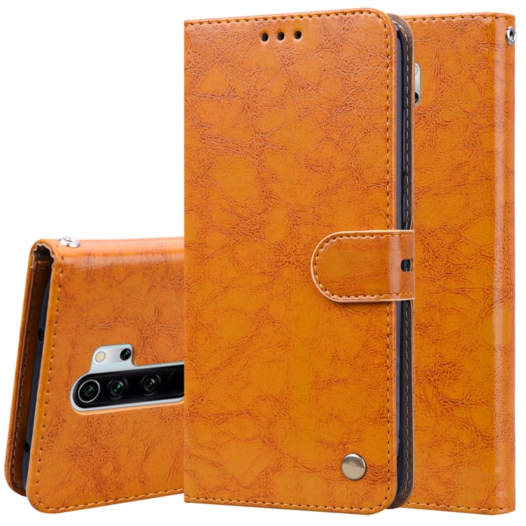 

For Xiaomi Redmi Note 8 Pro Business Style Oil Wax Texture Horizontal Flip Leather Case, with Holder & Card Slots & Wallet(Yellow)