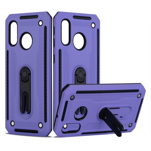 

For Galaxy A40 Shockproof PC + TPU Protective Case with 360 Degree Rotating Holder(Purple)