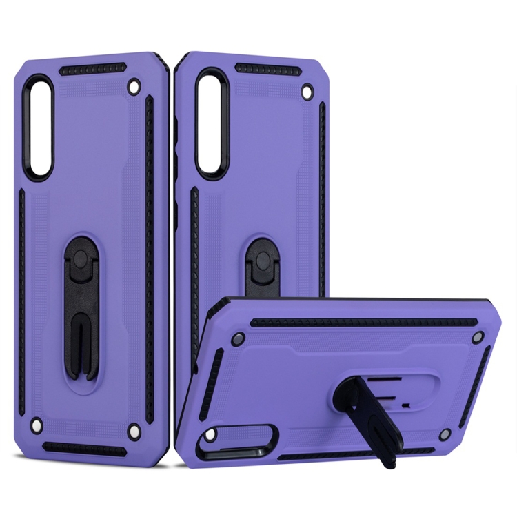 

For Galaxy A50 Shockproof PC + TPU Protective Case with 360 Degree Rotating Holder(Purple)