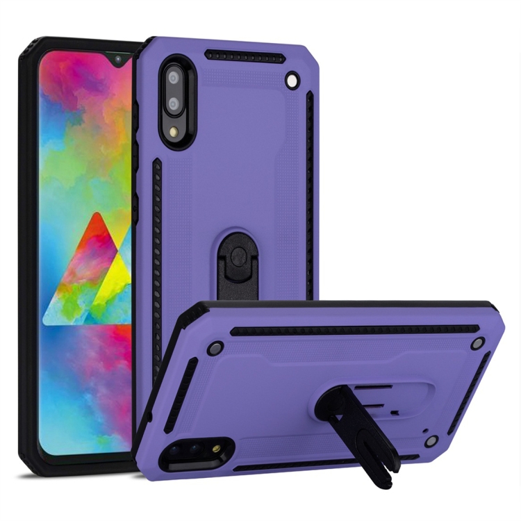 

For Galaxy M10 Shockproof PC + TPU Protective Case with 360 Degree Rotating Holder(Purple)