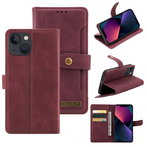 

Copper Buckle Horizontal Flip Leather Phone Case with Holder & Card Slots & Wallet For iPhone 13 mini(Maroon)