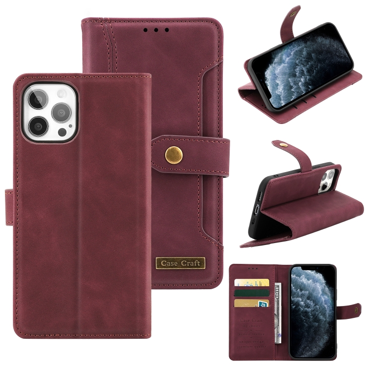 

Copper Buckle Horizontal Flip Leather Phone Case with Holder & Card Slots & Wallet For iPhone 11 Pro(Maroon)