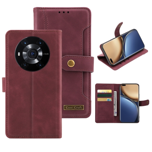 

For Honor Magic3 Copper Buckle Horizontal Flip Leather Phone Case with Holder & Card Slots & Wallet(Maroon)