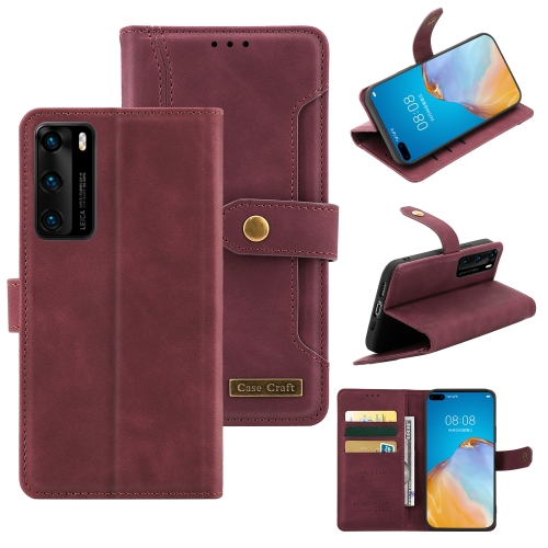 

For Huawei P40 Copper Buckle Horizontal Flip Leather Phone Case with Holder & Card Slots & Wallet(Maroon)