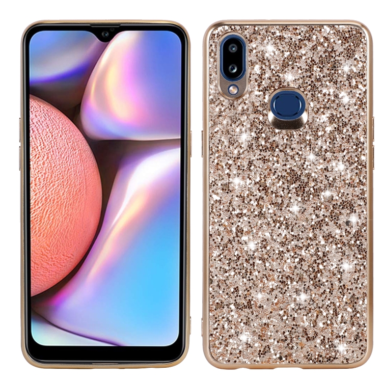 

For Galaxy A10S Glittery Powder Shockproof TPU Case(Gold)