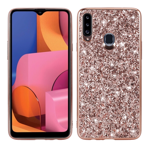 

For Galaxy A20S Glittery Powder Shockproof TPU Case(Rose Rold)