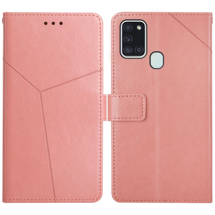 

For Samsung Galaxy A21s EU Version Y Stitching Horizontal Flip Leather Case with Holder & Card Slots & Wallet & Photo Frame(Rose Gold)