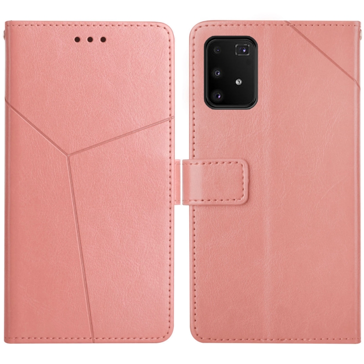 

For Samsung Galaxy A91 Y Stitching Horizontal Flip Leather Case with Holder & Card Slots & Wallet & Photo Frame(Rose Gold)