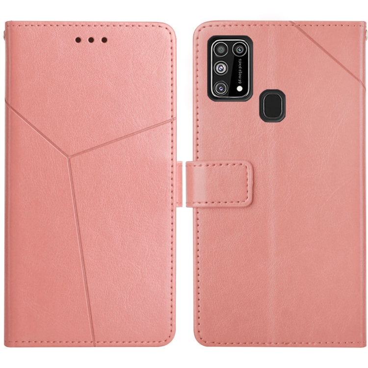 

For Samsung Galaxy M31 Y Stitching Horizontal Flip Leather Case with Holder & Card Slots & Wallet & Photo Frame(Rose Gold)