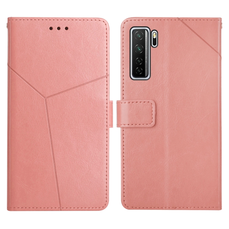 

For Huawei P40 Lite 5G Y Stitching Horizontal Flip Leather Phone Case with Holder & Card Slots & Wallet & Photo Frame(Rose Gold)